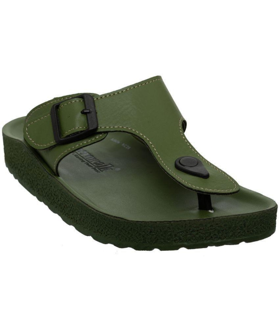 Aerowalk Green Men''s Leather Slipper - None