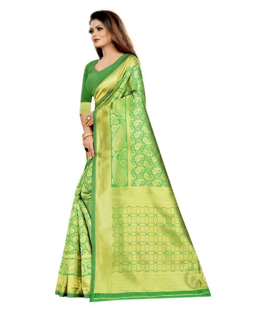 Gazal Fashions Green Banarasi Silk Saree