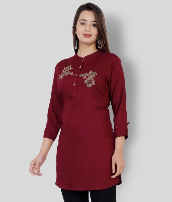 JC4U - Red Rayon Womens Straight Kurti - L