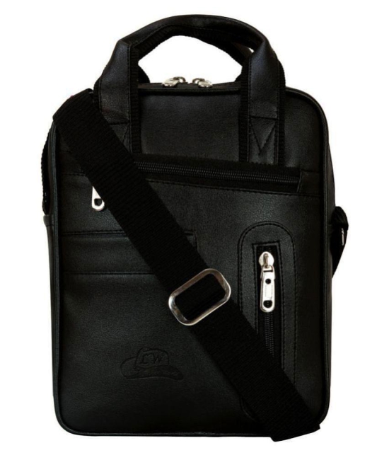 Leather World - Black Solid Messenger Bags - Black