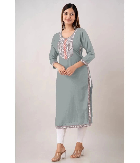 Kapadia - Grey Rayon Womens Straight Kurti ( Pack of 1 ) - None