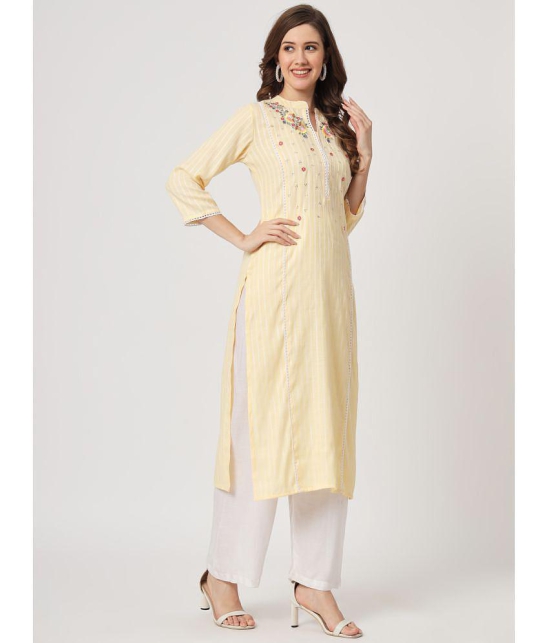 AMIRA''S INDIAN ETHNICWEAR - Yellow Viscose Women''s Straight Kurti ( Pack of 1 ) - None