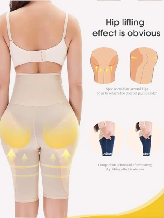 WUGO::Women Shapewear Butt Lifter Body Shaper Panties High Waist Hip Padded Enhancer Booty Lifter Shorts Girdle Slimming Underwear Waist Trainer Panty (Colour: Beige/Black).