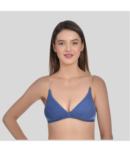 AIMLY - Blue Cotton Blend Non Padded Women''s T-Shirt Bra ( Pack of 1 ) - None