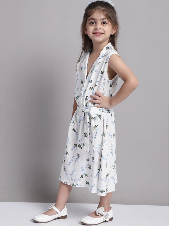 MINI & MING Girls Floral Printed Puff Sleeve A-Line Dress