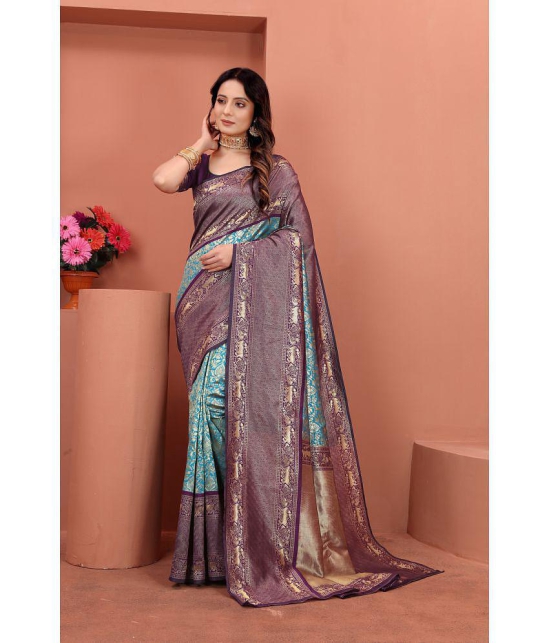 ofline selection - Rama Cotton Blend Saree With Blouse Piece ( Pack of 1 ) - Rama