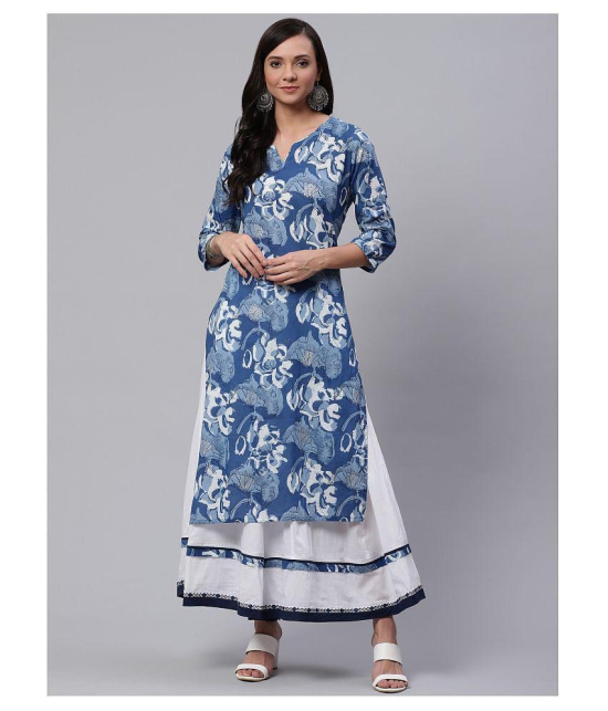 Divena Cotton Kurti With Sharara And Gharara - Stitched Suit - XS