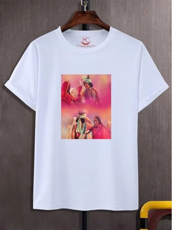 NITYANAND CREATIONS Round Neck White Holi T-Shirt for MEN-HOLI-T-SHIRT-11556-XL