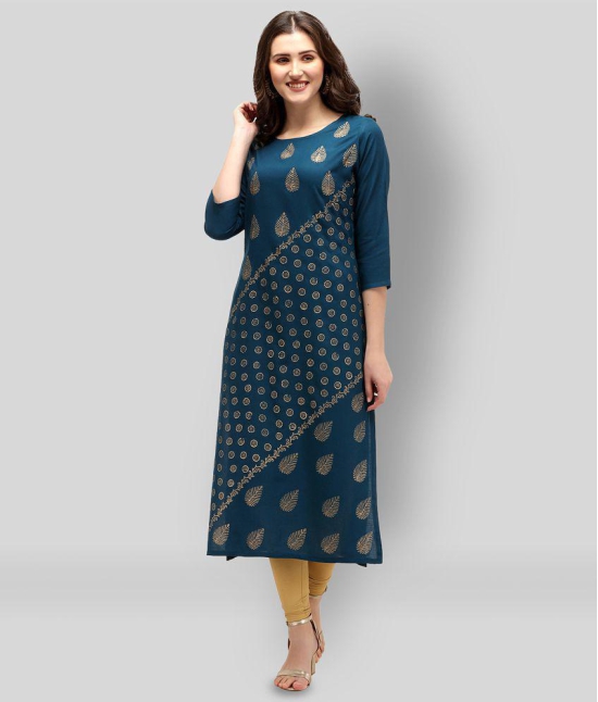 Estela - Blue Rayon Womens Straight Kurti - None