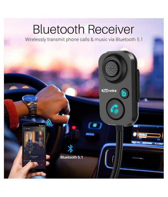 Portronics Auto 12:In-Car Bluetooth Receiver ,Black (POR 1195)