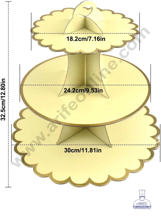 Cake Decor™ 3-Tier Cardboard Pastel Flower Color Design Cupcake Stand-YELLOW