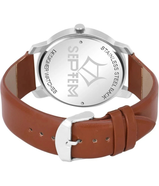 Septem Brown Leather Analog Mens Watch