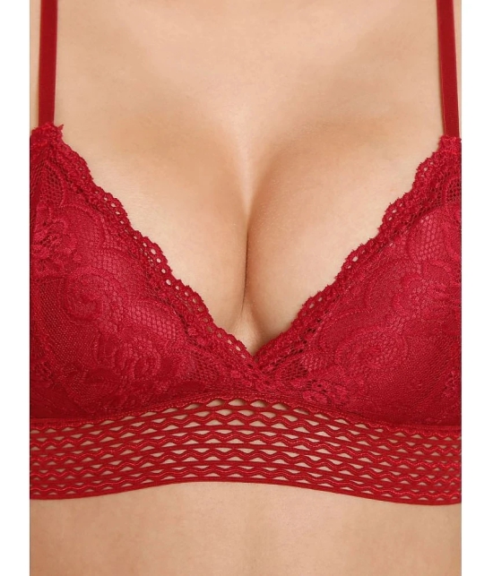 ILRASO - Maroon Lace Removable Padding Womens Bralette Bra ( Pack of 1 ) - None