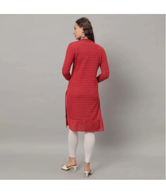 Glito Cotton Blend Checks Front Slit Womens Kurti - Red ( Pack of 1 ) - None