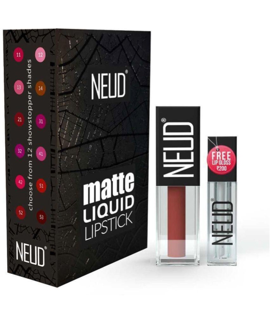 NEUD Matte Liquid Lipstick Combo Of Jolly Coral and Hottie Crush With Two Lip Gloss Free