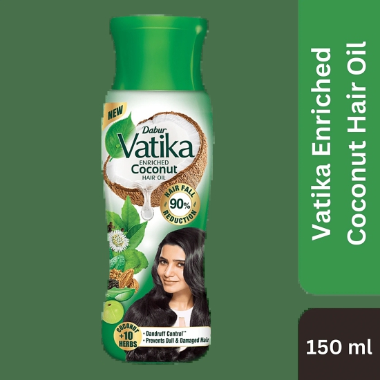 Dabur Vatika Enriched Coconut Hair Oil - With 10 Herbs, 150 Ml