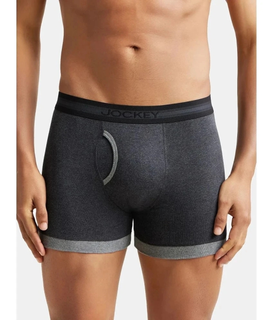 Jockey 1017 Men Super Combed Cotton Rib Solid Boxer Brief - Mid Grey & Charcoal - None