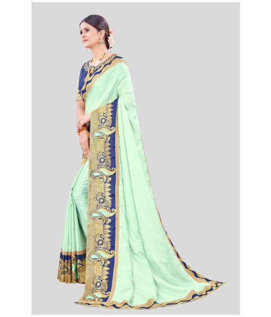 offline selection - Light Green Dola Silk Saree With Blouse Piece ( Pack of 1 )