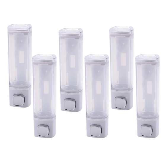 Kuber Industries Wall Mounted Soap Dispenser, Refillable, Lightweight, Durable, Easy to Clean, White, Pack of 6.-Kuber Industries Wall Mounted Soap Dispenser, Refillable, Lightweight, Durable, Ea