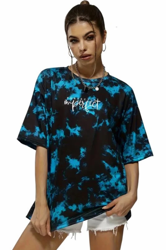 London Hills Tie Dye Tshirt for Women Oversized t Shirts for Women Drop Shoulder Tshirt Half Sleeve T-Shirt Blue Black