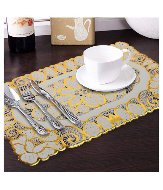 HOMETALES - Gold Printed PVC 6 Seater Table Mats ( Pack of 6 ) - Gold