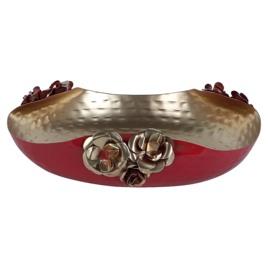 Red & Gold Hammered Rose Urli Set of 2-Gold