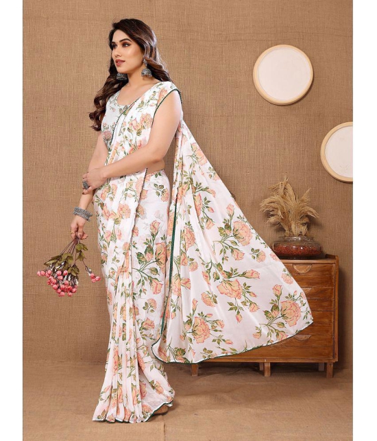 Rangita Georgette Printed Saree With Blouse Piece - White ( Pack of 1 ) - White