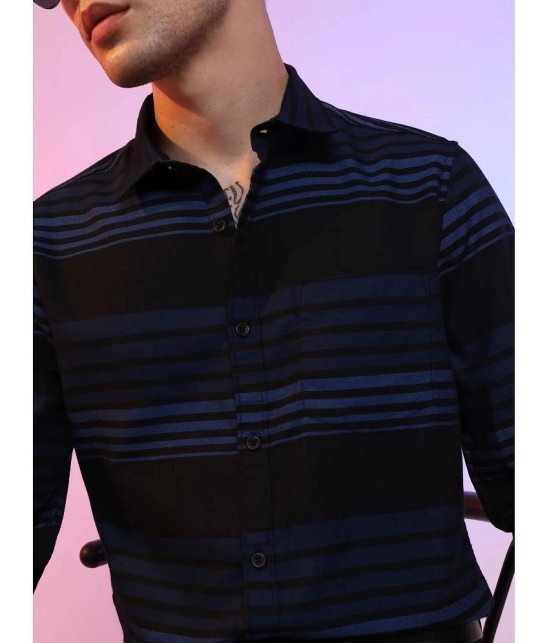 Ketch Cotton Blend Slim Fit Striped Full Sleeves Mens Casual Shirt - Black ( Pack of 1 ) - None