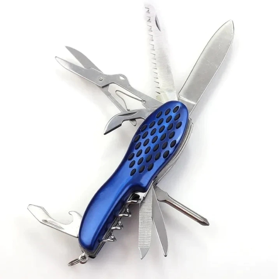 Swiss-Styled Pocket Knife & Multitool 12-in-1: Versatile Tool for Everyday Tasks and Outdoor Adventures (Colour - Blue) by Total Sporting And Fitness Solutions Pvt Ltd