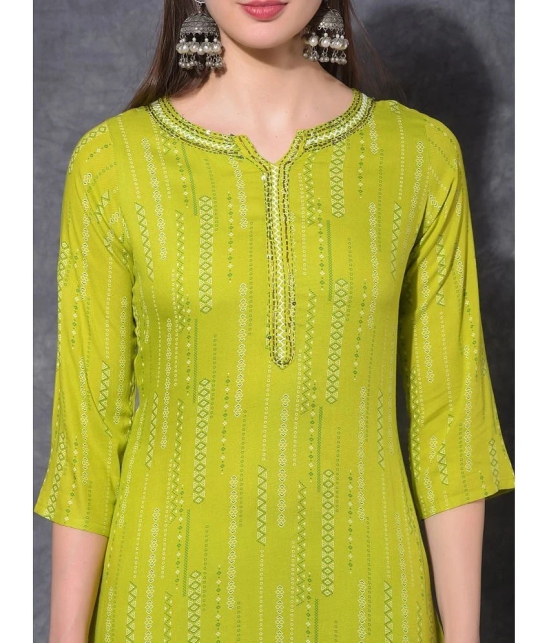 Mamoose Cotton Blend Printed Straight Womens Kurti - Green ( Pack of 1 ) - None