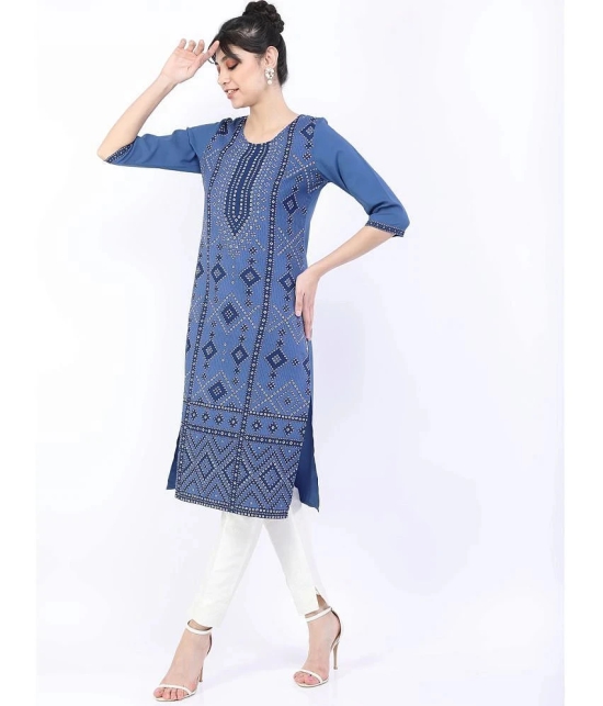 Ketch Polyester Printed Straight Womens Kurti - Blue ( Pack of 1 ) - None