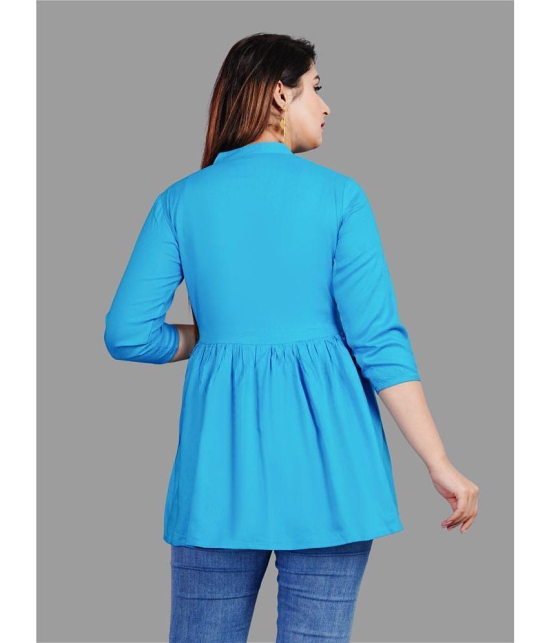 SIPET - Light Blue Rayon Womens A-Line Top ( Pack of 1 ) - None