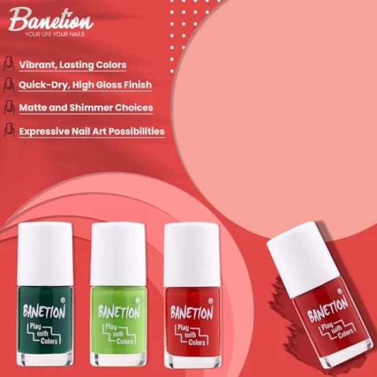 BANETION Zen-g New generation Makeup - Mini Nail Kit - Bestie - 30ml (Set of 4) | Glossy Nail Polish Set | Long Lasting & High Gloss Effect | Chip Resistant Nail Paints | Cruelty-free & Vegan