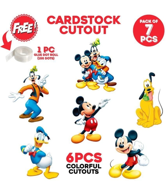 Zyozi ® Mouse Clubhouse Theme CardStock Cutout, Mikky Mouse Birthday Decorations Kit - (Pack of 7) - Red