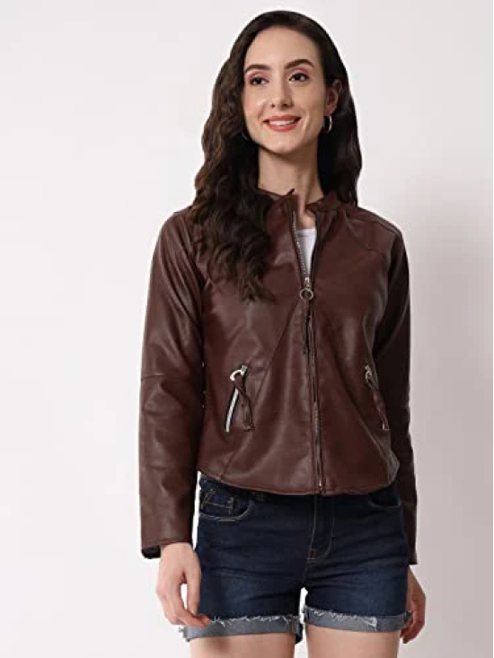 FUNDAY FASHION Women Other Full Sleeve Solid Leather Standard Length Jacket