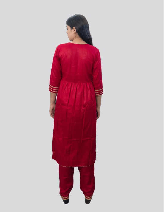 Anikrritis Red Party Wear Nyra Cut Suit with Dupatta-XXL