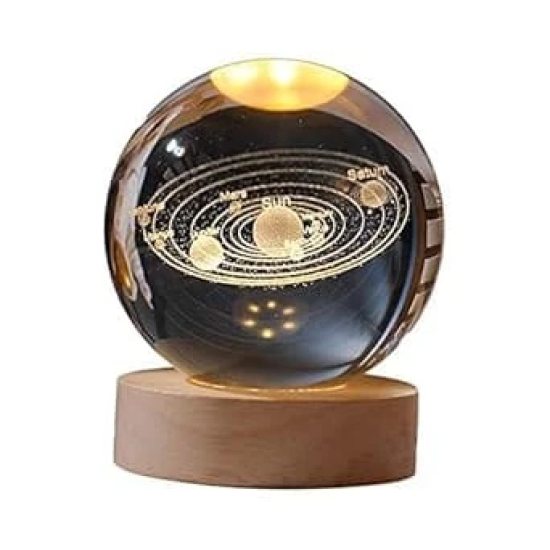 Crystal Ball Night Light,2.4 inch Glass Ball with Woodern Base Table Lamp Night Lamp (7.5 cm, Universe C Ball) (Galaxy Crystal Ball)