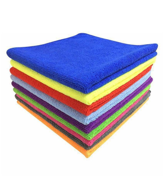 SOFTSPUN Microfiber Cloth 40x40 Cms, 10 Piece Towel Set, 340GSM (Multicolor) Thick Lint & Streak-Free Multipurpose Cloths Automotive Microfibre Towels for Car Bike Cleaning, Polishing & Deta