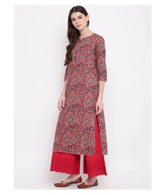 Vbuyz Red Cotton Straight Kurti - XL