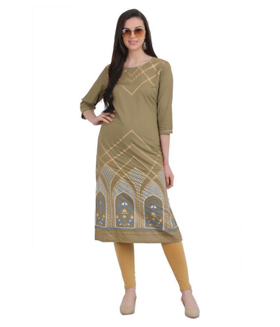 SAAKAA - Green Rayon Women's A-line Kurti - M