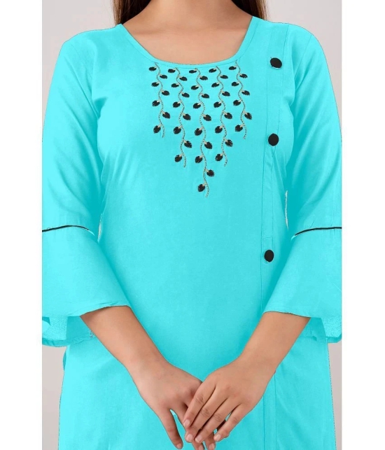 Kapadia - Light Blue Rayon Womens Straight Kurti ( Pack of 1 ) - None