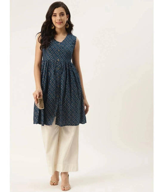 Kbz - Blue Rayon Womens Flared Kurti ( Pack of 1 ) - None