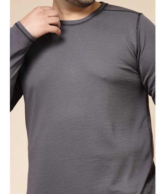 Rigo Polyester Slim Fit Solid Full Sleeves Mens T-Shirt - Charcoal ( Pack of 1 ) - None