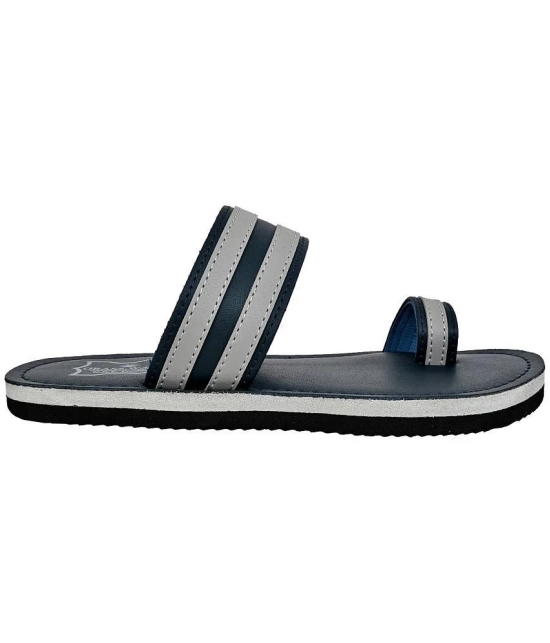 GRASS WALK - Blue Mens Leather Slipper - None