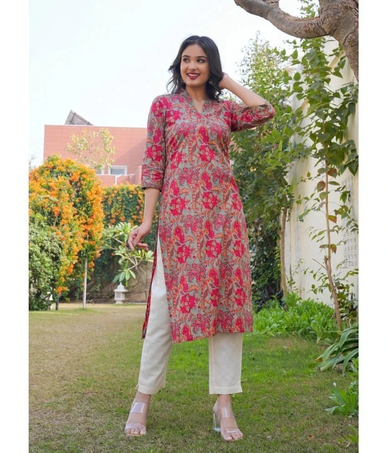 Vbuyz Cotton Printed Straight Womens Kurti - Pink ( Pack of 1 ) - None