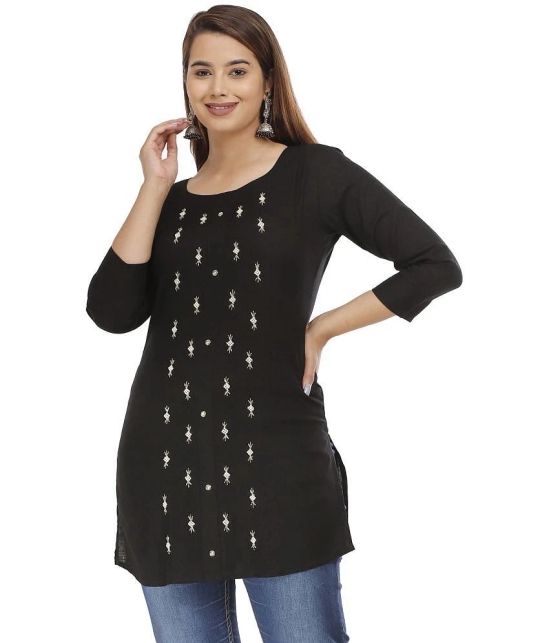 JC4U - Black Rayon Womens Straight Kurti ( Pack of 1 ) - None