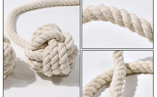 Esselkay Handmade Rope Curtain Tiebacks Curtain Ropes Holdbacks, Rural Decorative Knot Ball Cord Drapery Holdbacks Curtain Tiebacks Holder Boho Curtain Tie Customized (Cotton)