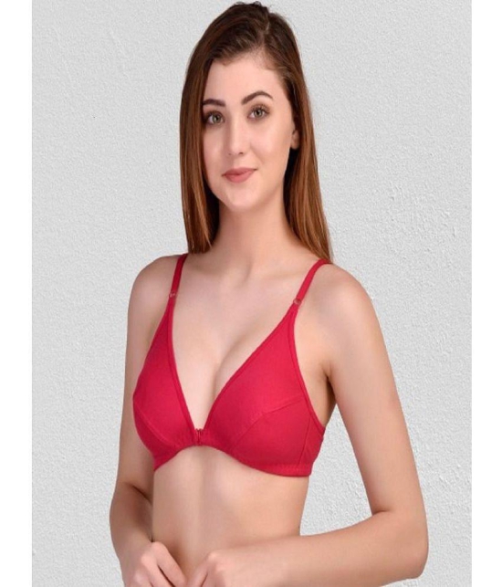 Zourt - Burgundy Cotton Non Padded Women's Everyday Bra ( Pack of 3 ) - None