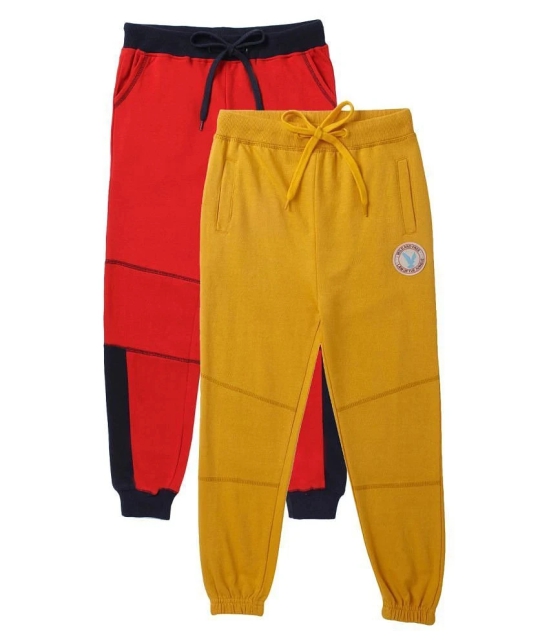 Cub McPaws Boys Cotton Track Pants  4 to 12 Years  Pack of 2  (7 - 8 Years, Red - Mustard) - None