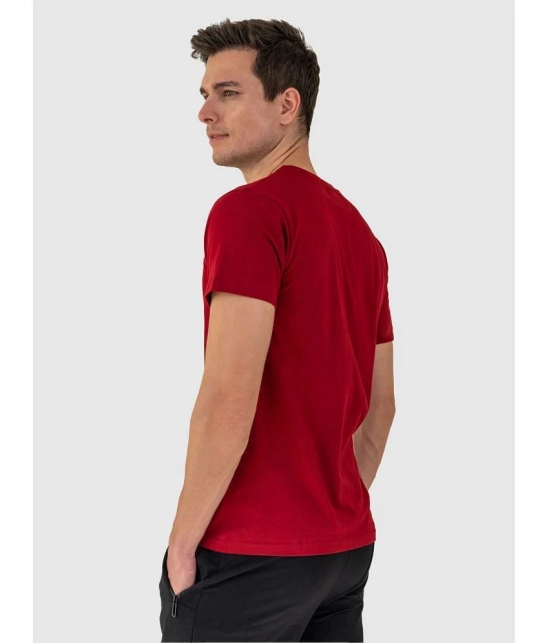 Lux Cozi Cotton Regular Fit Solid Half Sleeves Mens T-Shirt - Maroon ( Pack of 2 ) - None